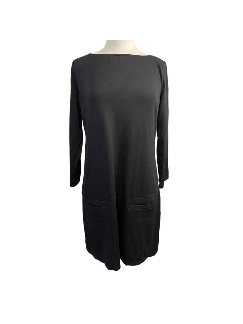 Julie Brown Womens‎ Large Black Belted Sheath Dress Ruffle Sleeve Knee Length